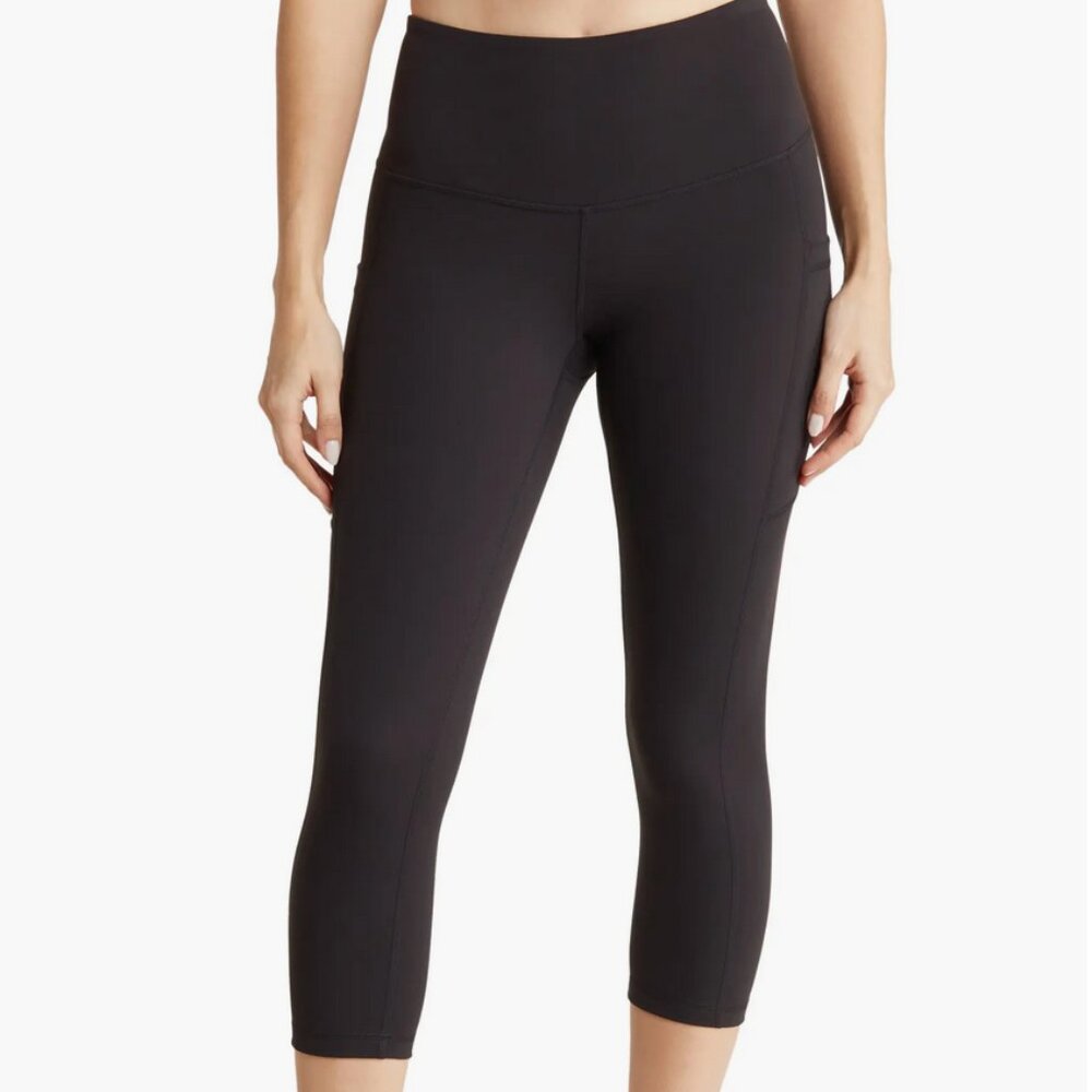 Z By Zella Black Side Pocket Crop Active Leggings Size XS